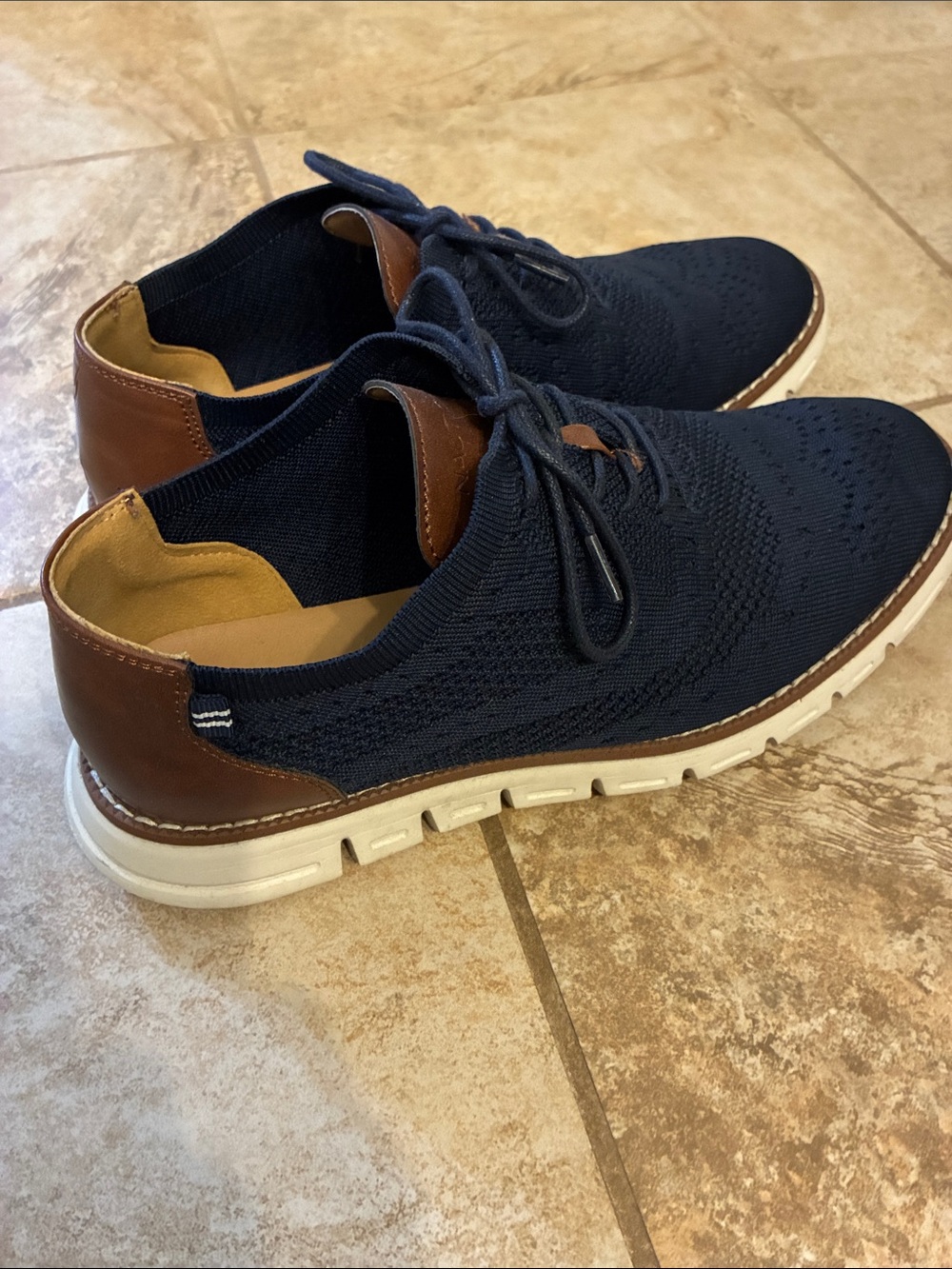 Men's Nautica Knit Lace-Up Sneakers in Navy and Brown - Casual Comfort